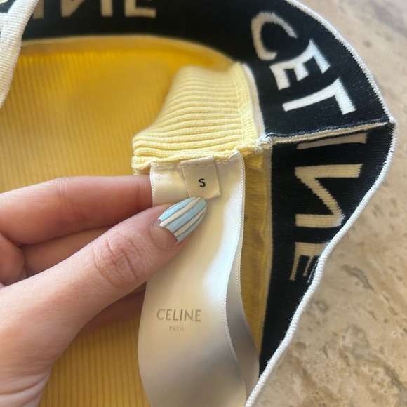Celine Authentic 2021 athletic yellow crop top racer back tank | Size S - Picture 6 of 16